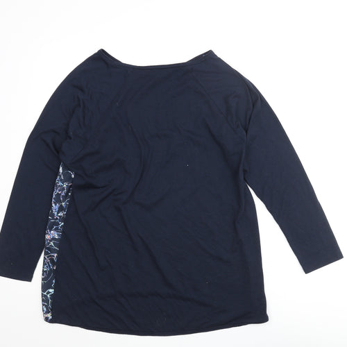 DASH Womens Blue Polyester Basic Blouse Size 14 Round Neck - Geometric Print