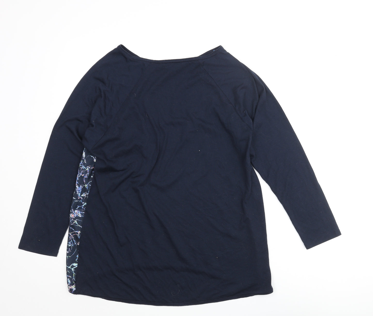 DASH Womens Blue Polyester Basic Blouse Size 14 Round Neck - Geometric Print