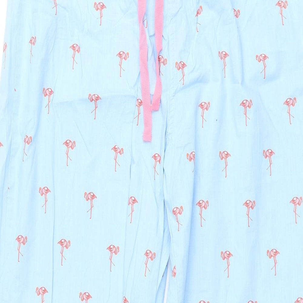 Gap Womens Blue Geometric Cotton Cami Pyjama Pants Size L Drawstring - Flamingo Print