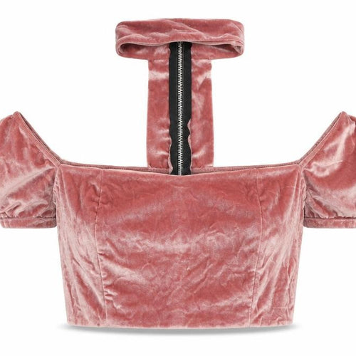 Missguided Womens Pink Polyester Cropped Blouse Size 14 Square Neck - Mock Neck Detail