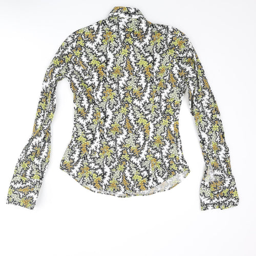 T.M.Lewin Womens Multicoloured Geometric Cotton Basic Button-Up Size 8 Collared