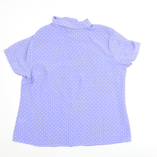 Bonmarché Womens Blue Geometric Polyester Basic Button-Up Size 18 Collared - Pleated Detail