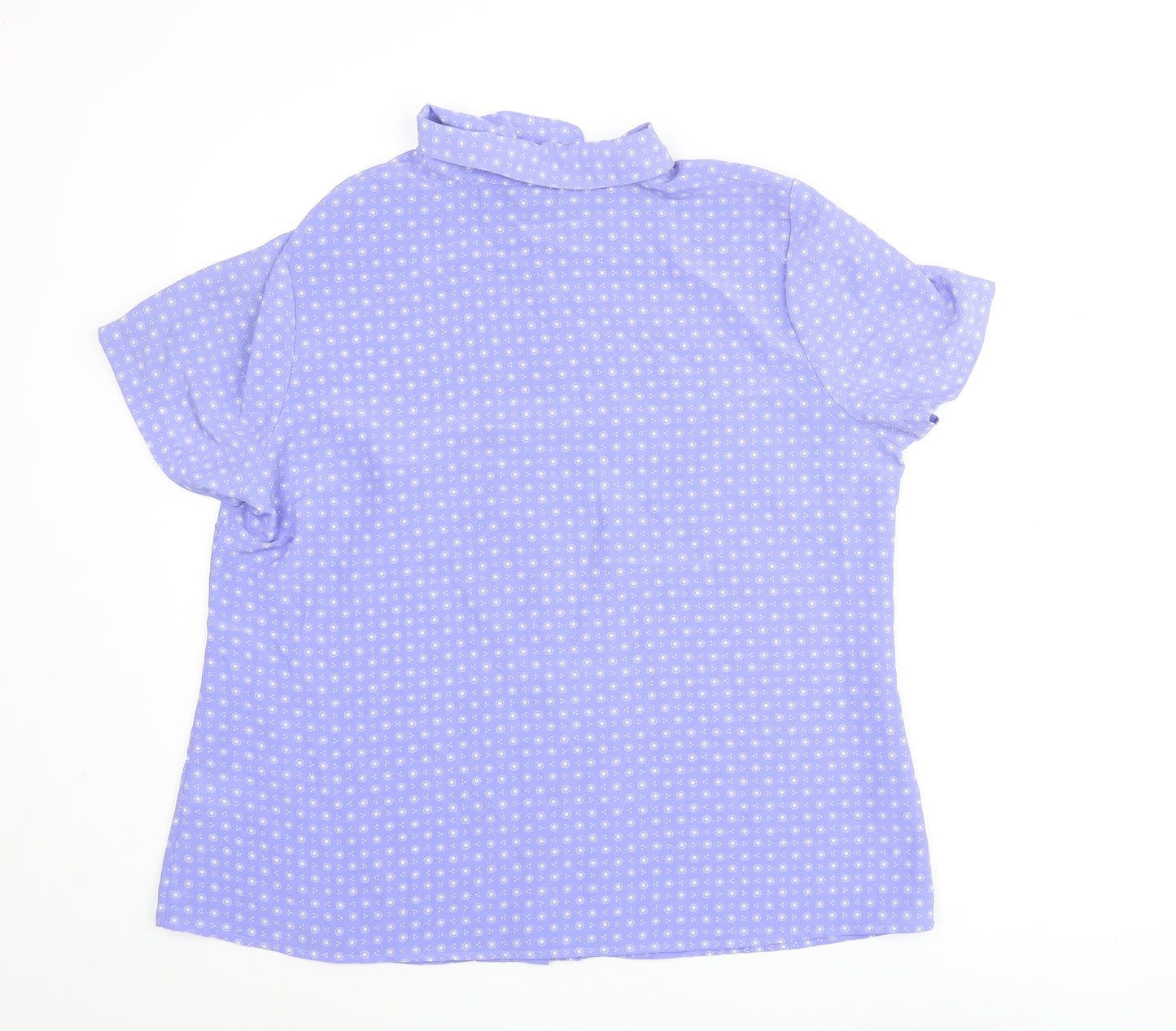 Bonmarché Womens Blue Geometric Polyester Basic Button-Up Size 18 Collared - Pleated Detail