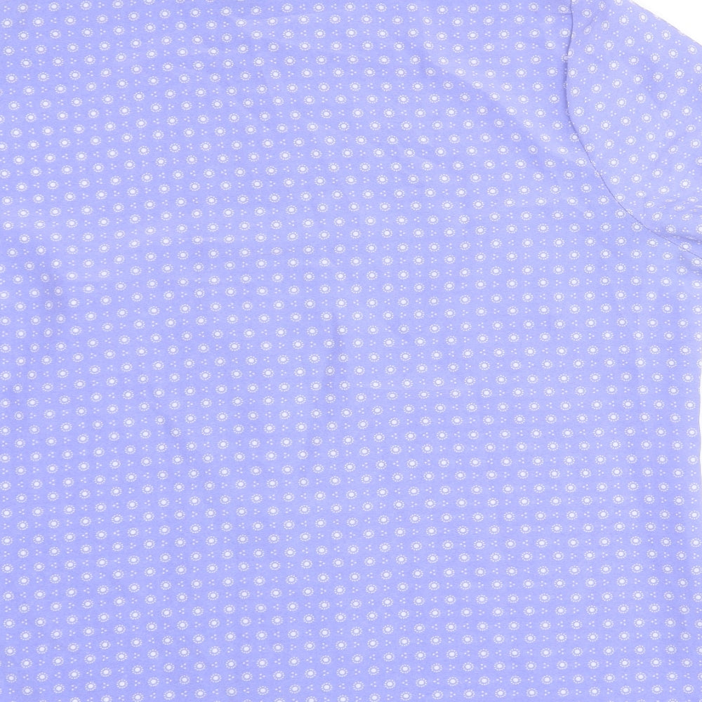 Bonmarché Womens Blue Geometric Polyester Basic Button-Up Size 18 Collared - Pleated Detail