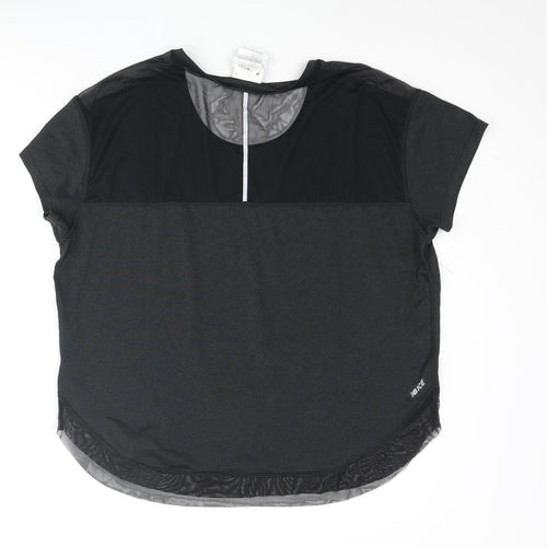 New Balance Womens Black Polyester Basic T-Shirt Size L Round Neck Pullover - Mesh Detail