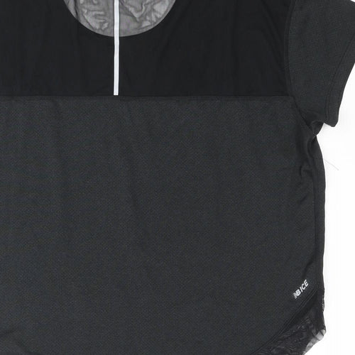 New Balance Womens Black Polyester Basic T-Shirt Size L Round Neck Pullover - Mesh Detail