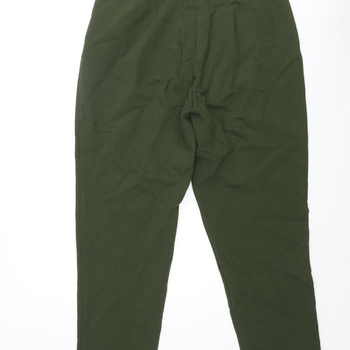 Zara Womens Green Polyester Trousers Size L L27 in Regular Zip