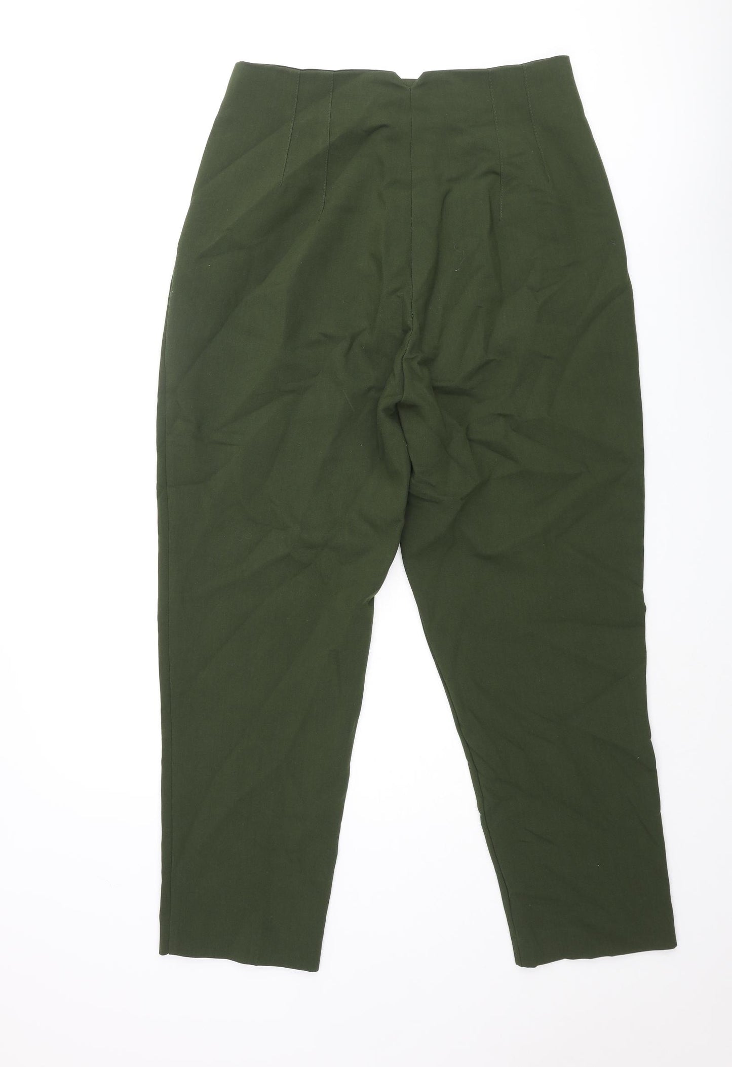Zara Womens Green Polyester Trousers Size L L27 in Regular Zip