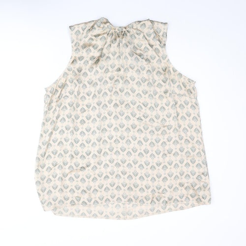 NEXT Womens Beige Geometric Polyester Camisole Blouse Size 22 Mock Neck - Bow