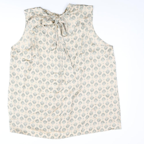 NEXT Womens Beige Geometric Polyester Camisole Blouse Size 22 Mock Neck - Bow