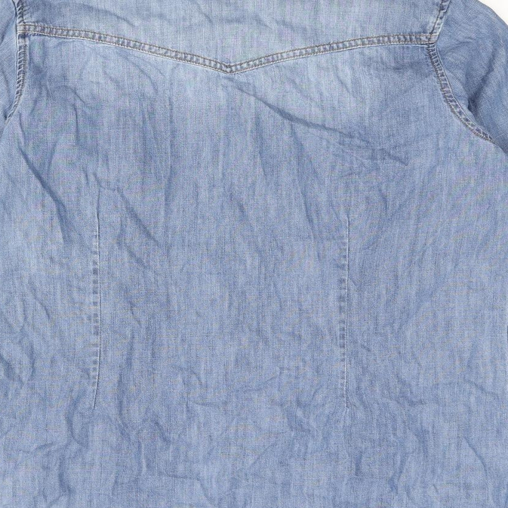 George Womens Blue Cotton Basic Button-Up Size 16 Collared