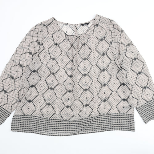 Autograph Womens Grey Geometric Polyester Basic Blouse Size 22 Round Neck - Semi Sheer