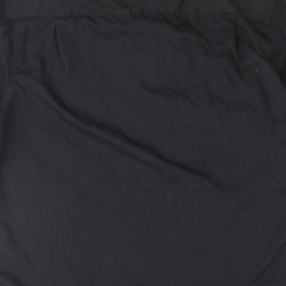 Pierre Cardin Mens Black Polyester Button-Up Size 2XL Collared Button - Embroidered Logo