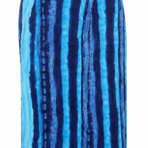 essence Womens Blue Striped Viscose Straight & Pencil Skirt Size 18 Button