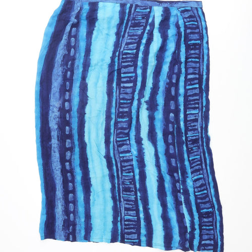 essence Womens Blue Striped Viscose Straight & Pencil Skirt Size 18 Button