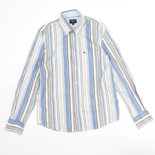 Cottonfield Mens Multicoloured Striped Cotton Button-Up Size S Collared Button
