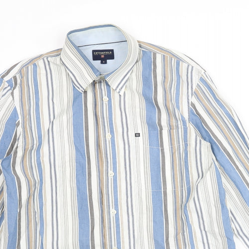 Cottonfield Mens Multicoloured Striped Cotton Button-Up Size S Collared Button