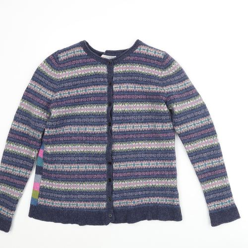 He Loves Me He Loves Me Not Womens Multicoloured Round Neck Fair Isle Wool Cardigan Jumper Size 16 - Striped Back