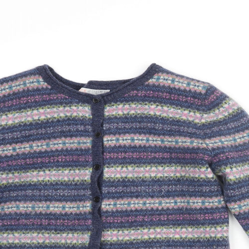 He Loves Me He Loves Me Not Womens Multicoloured Round Neck Fair Isle Wool Cardigan Jumper Size 16 - Striped Back