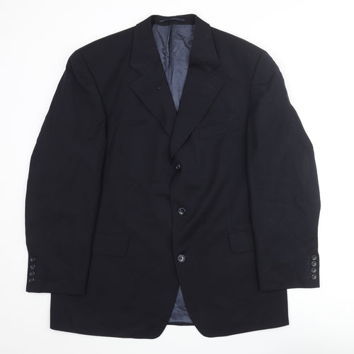 Van Kollem Mens Blue Polyester Jacket Suit Jacket Size 44 Regular
