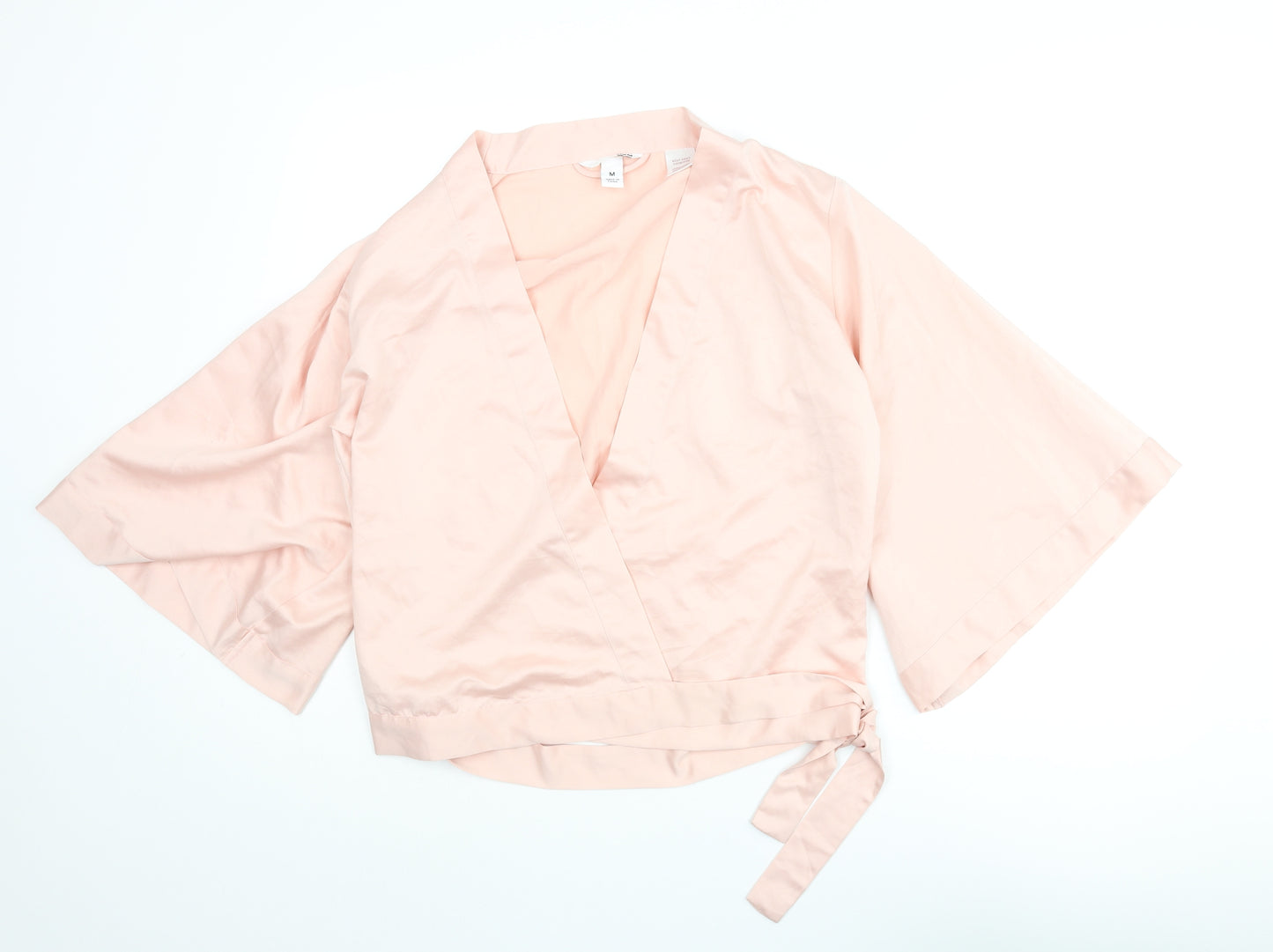 H&M Womens Pink Polyester Kimono Blouse Size M V-Neck