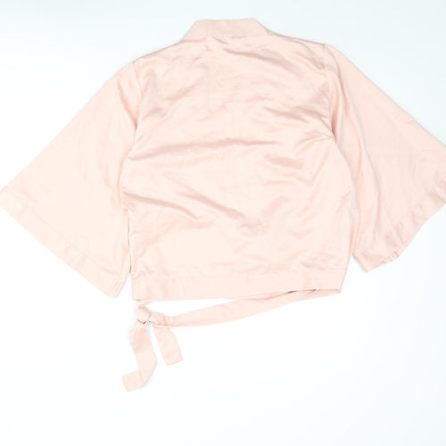 H&M Womens Pink Polyester Kimono Blouse Size M V-Neck