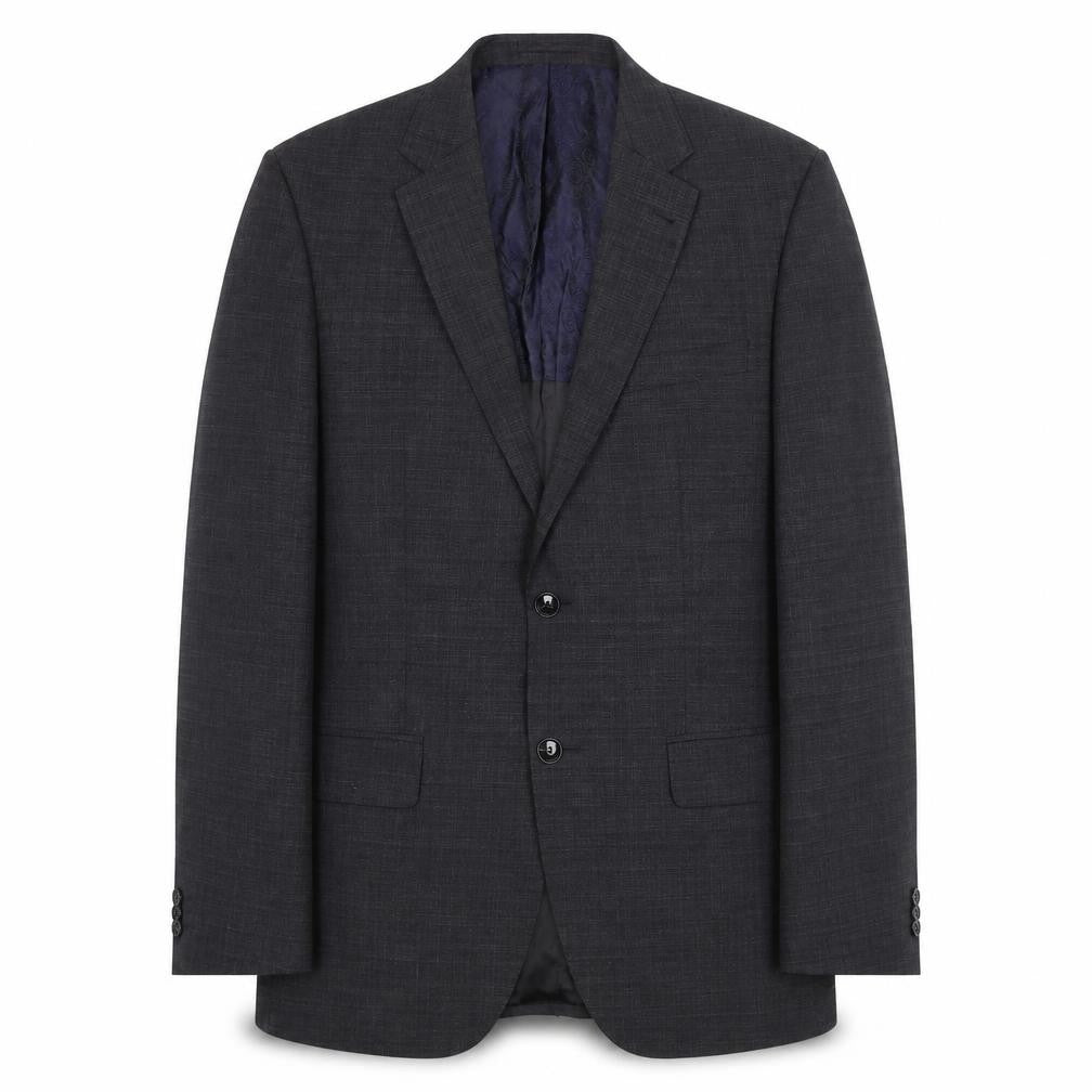 Front view of Simon Carter men’s grey wool jacket suit jacket, size M, regular