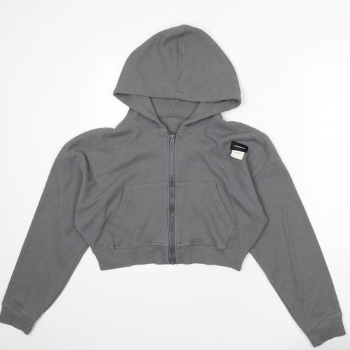 Mailinniao Womens Grey Polyester Full Zip Hoodie Size S Zip - Cropped