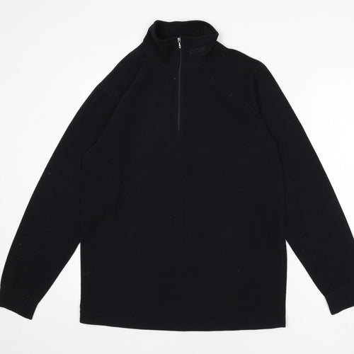 Cross Mens Black Polyester Henley Sweatshirt Size M