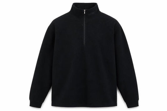 Front view of Cross men’s black polyester henley sweatshirt, size M