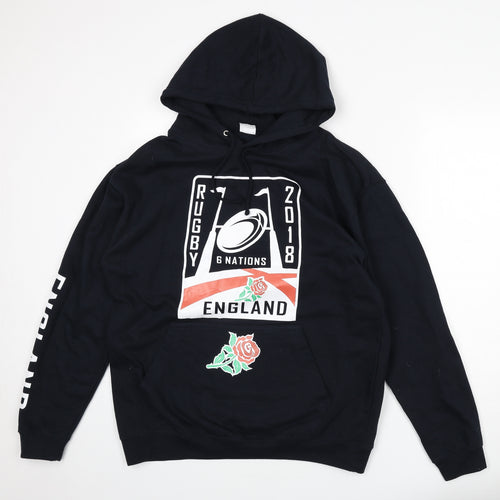Rugby Mens Blue Cotton Pullover Hoodie Size L - England, 2018