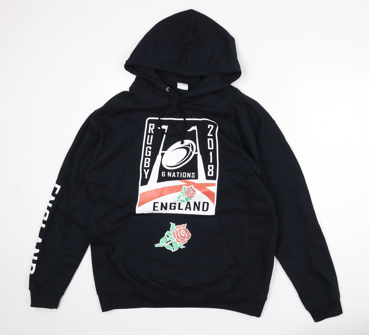 Rugby Mens Blue Cotton Pullover Hoodie Size L - England, 2018