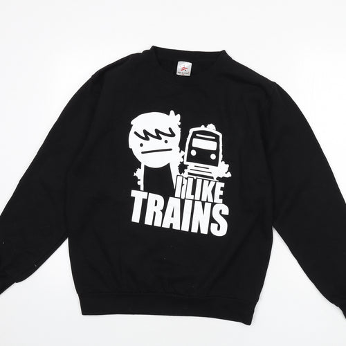 Stars & Stripes Mens Black Cotton Pullover Sweatshirt Size M - I Like Trains