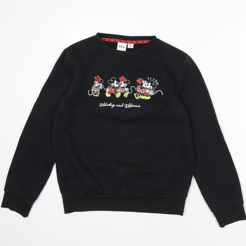 Disney Womens Black Polyester Pullover Sweatshirt Size 6 Pullover - Size 6-8, Mickey and Minnie