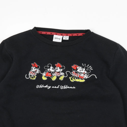 Disney Womens Black Polyester Pullover Sweatshirt Size 6 Pullover - Size 6-8, Mickey and Minnie