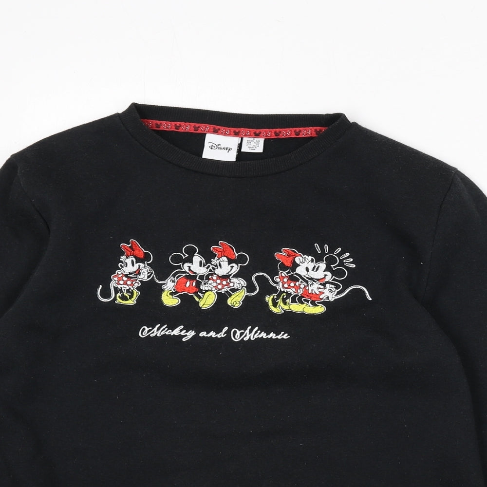 Disney Womens Black Polyester Pullover Sweatshirt Size 6 Pullover - Size 6-8, Mickey and Minnie