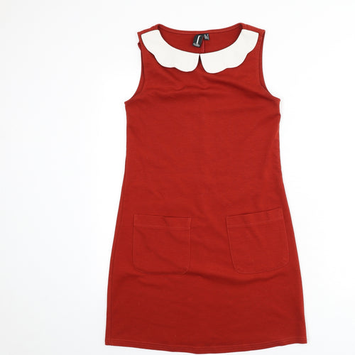 Izabel London Womens Red Polyester A-Line Size 8 Collared Pullover