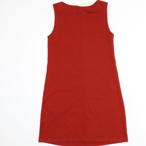 Izabel London Womens Red Polyester A-Line Size 8 Collared Pullover