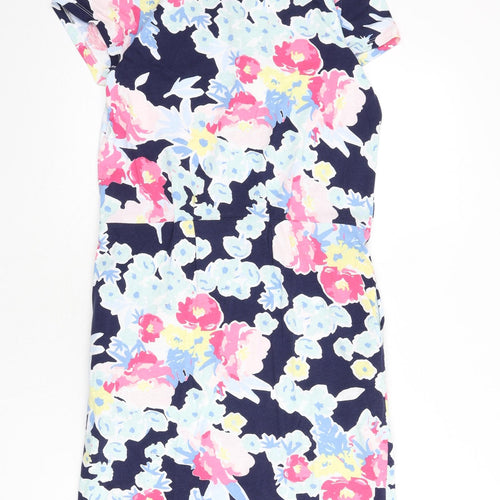 Eureco Womens Multicoloured Floral Cotton A-Line Size 10 Round Neck Button