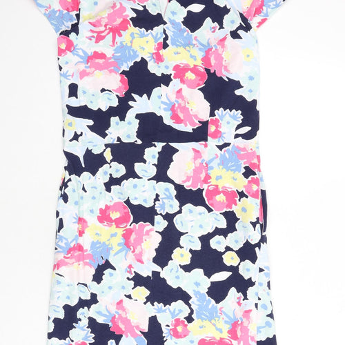 Eureco Womens Multicoloured Floral Cotton A-Line Size 10 Round Neck Button