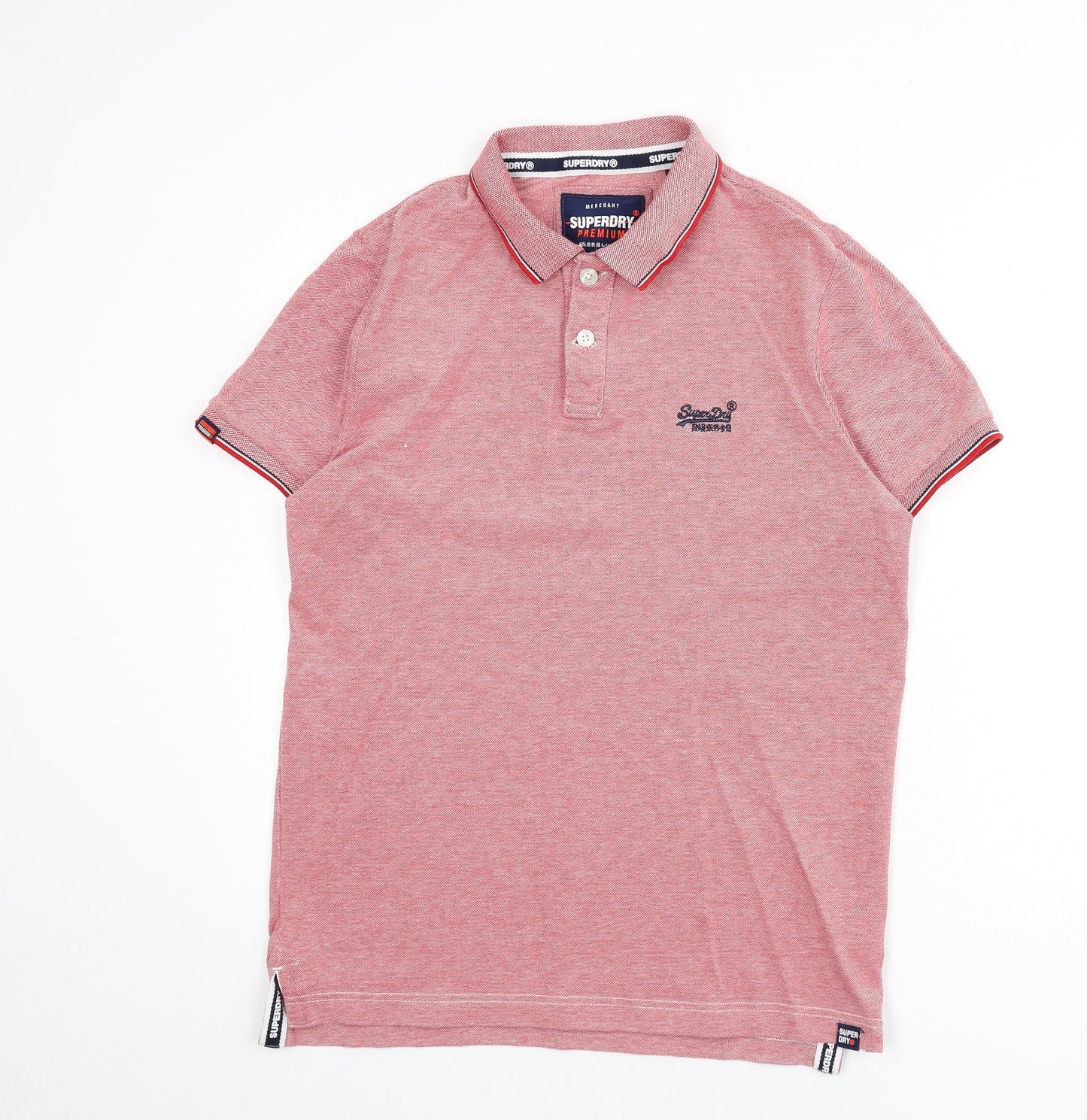 Superdry Mens Red 100% Cotton Polo Size XL Collared Button