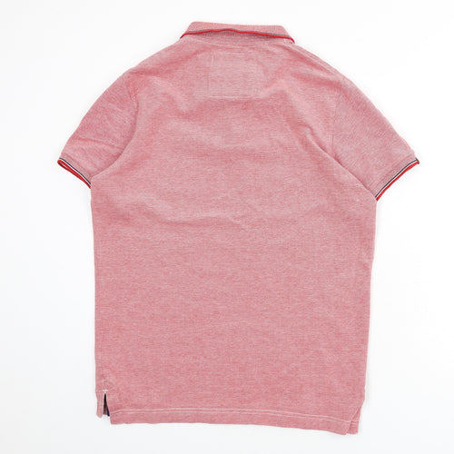 Superdry Mens Red 100% Cotton Polo Size XL Collared Button