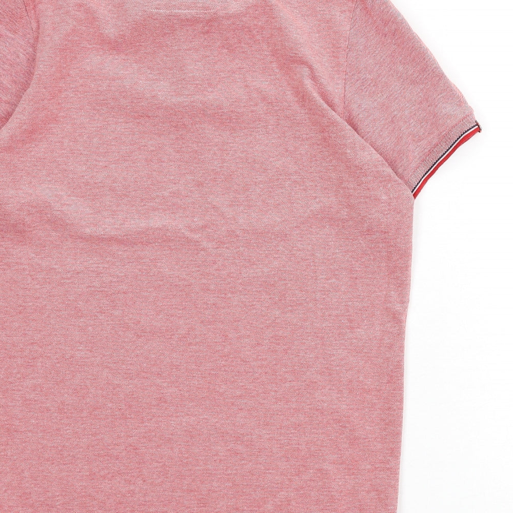 Superdry Mens Red 100% Cotton Polo Size XL Collared Button