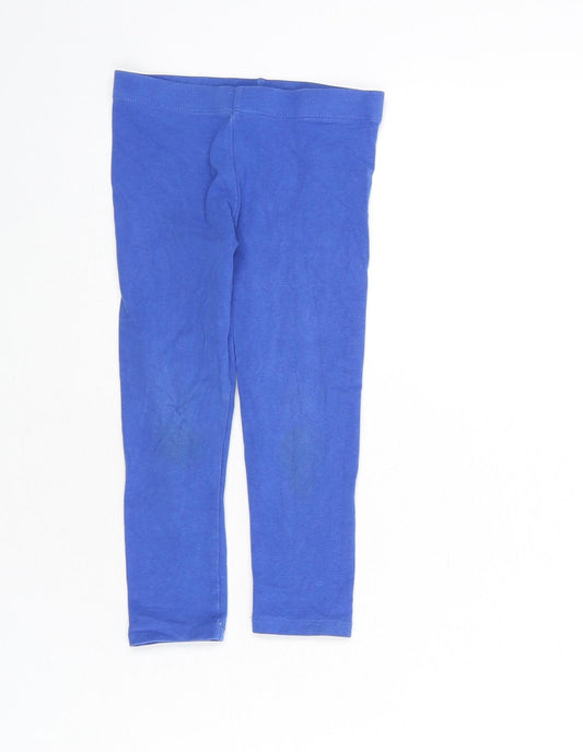 NEXT Girls Blue Cotton Capri Trousers Size 3 Years Regular Pullover - Leggings