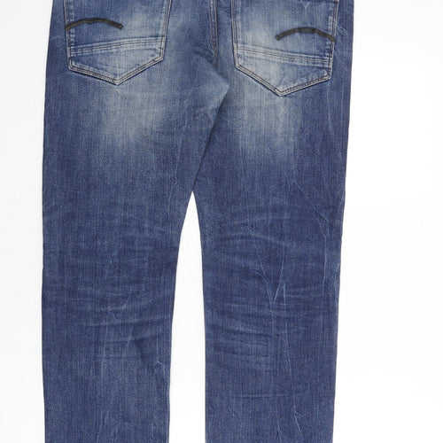 RAW Mens Blue Cotton Straight Jeans Size 34 in L32 in Regular Button - Washed Denim Look