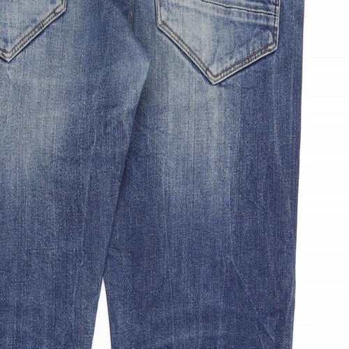 RAW Mens Blue Cotton Straight Jeans Size 34 in L32 in Regular Button - Washed Denim Look