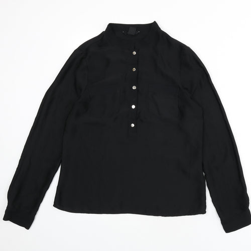 H&M Womens Black Polyester Basic Blouse Size 12 Round Neck