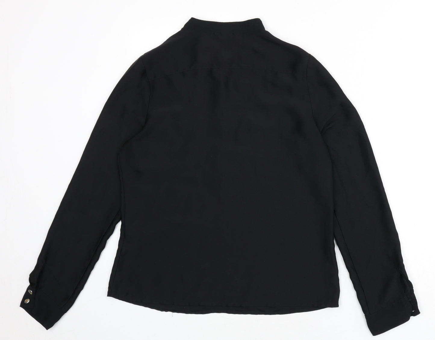 H&M Womens Black Polyester Basic Blouse Size 12 Round Neck