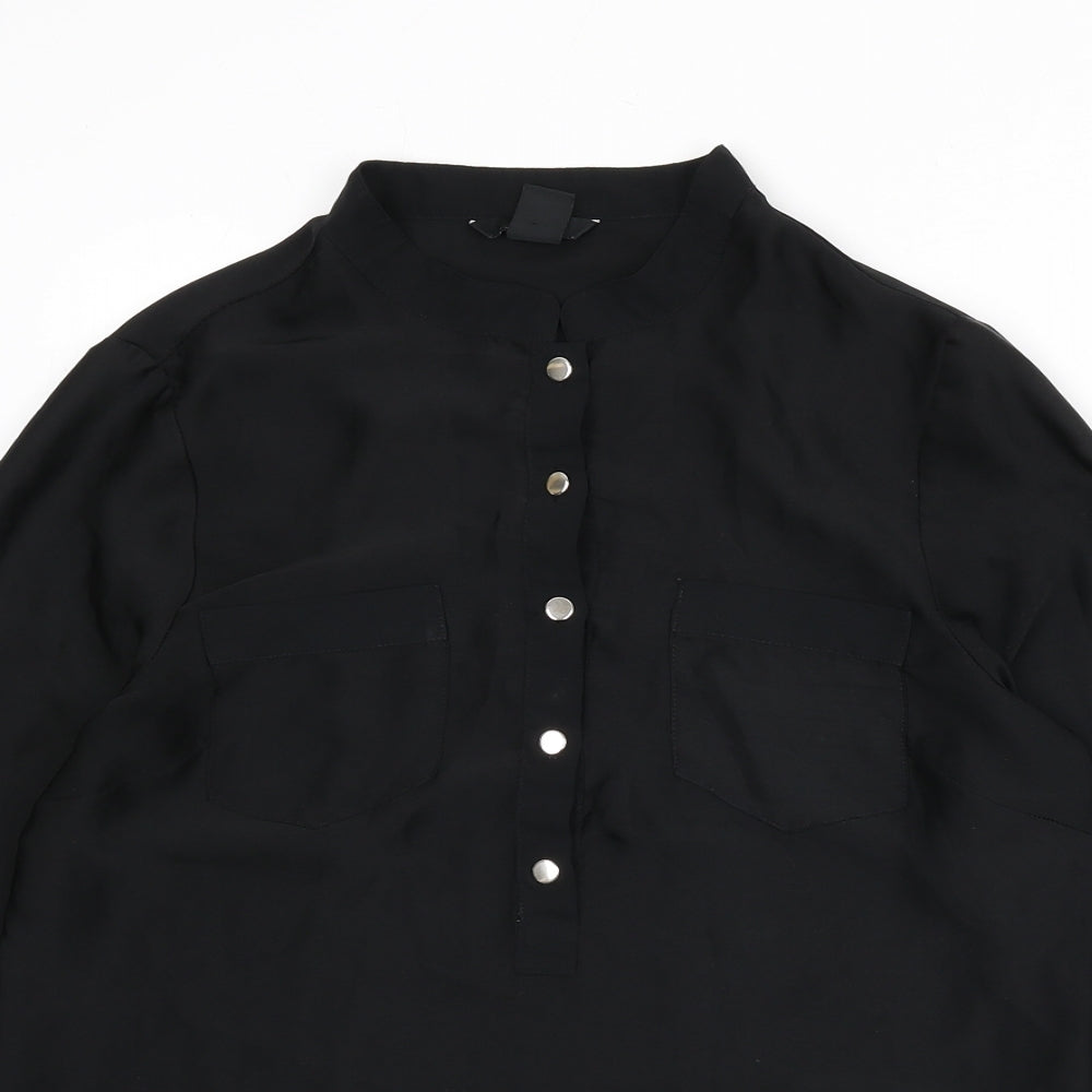 H&M Womens Black Polyester Basic Blouse Size 12 Round Neck