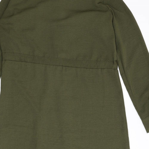 New Look Womens Green Polyester Sheath Size 8 Collared Button - Tie Detail